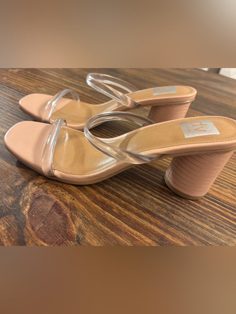 New DV dolce vita Blush Vegan Leather Clear Strap Round Heel Sandal Size 9